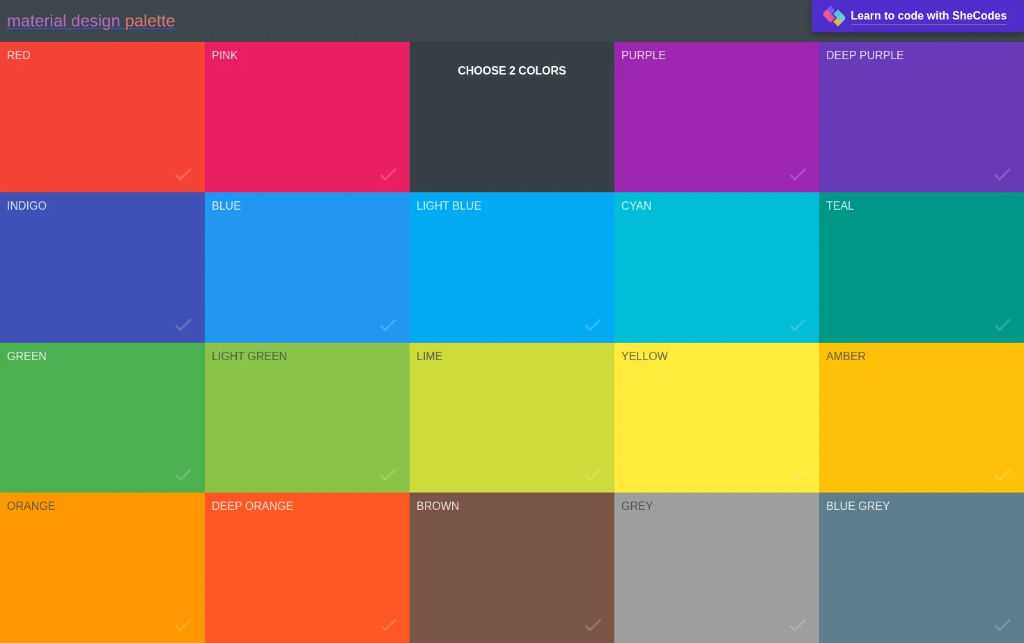 Material Palette - Material Design Color Palette Generator 页面快照